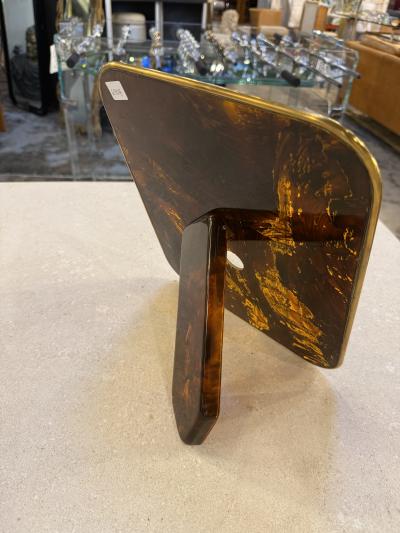 Mid Century Tortoiseshell Lucite and Brass Picture Frame 1970s