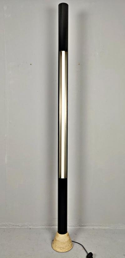 Mid Century Travertine and Plexiglass Italian Floor Lamp