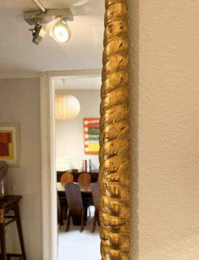 Mid Century Twisted Gilded Wood Mirror attribued to Osvaldo Borsani 1950s