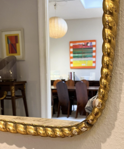 Mid Century Twisted Gilded Wood Mirror attribued to Osvaldo Borsani 1950s