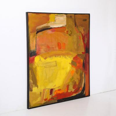 Mid Century Untitled Abstract Vibrant Oil On Canvas Painting signed Cohn