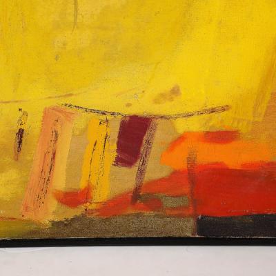 Mid Century Untitled Abstract Vibrant Oil On Canvas Painting signed Cohn