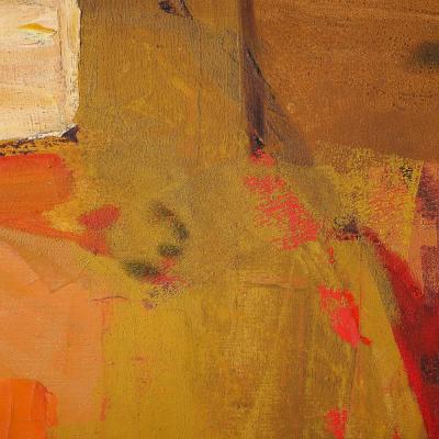 Mid Century Untitled Abstract Vibrant Oil On Canvas Painting signed Cohn