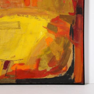 Mid Century Untitled Abstract Vibrant Oil On Canvas Painting signed Cohn