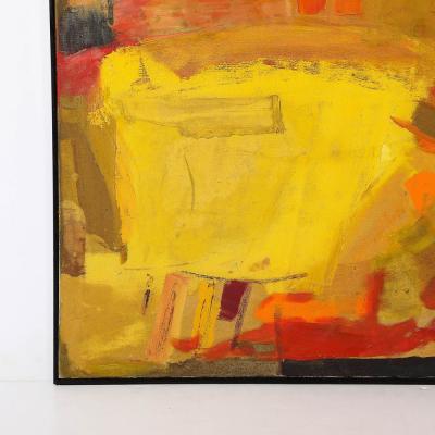 Mid Century Untitled Abstract Vibrant Oil On Canvas Painting signed Cohn