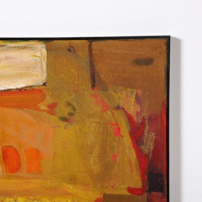 Mid Century Untitled Abstract Vibrant Oil On Canvas Painting signed Cohn