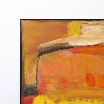 Mid Century Untitled Abstract Vibrant Oil On Canvas Painting signed Cohn