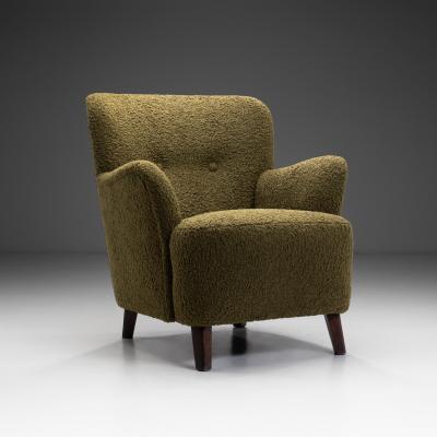 Mid Century Upholstered Olive Green Armchair Europe Mid 20th Century
