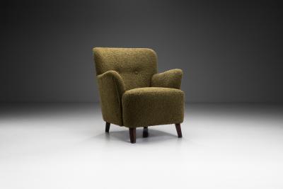 Mid Century Upholstered Olive Green Armchair Europe Mid 20th Century
