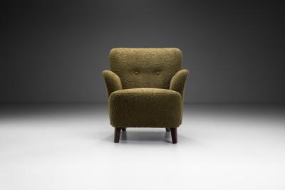 Mid Century Upholstered Olive Green Armchair Europe Mid 20th Century