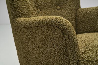 Mid Century Upholstered Olive Green Armchair Europe Mid 20th Century