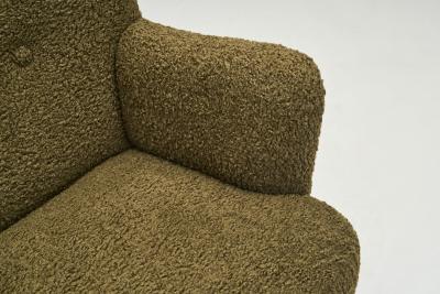 Mid Century Upholstered Olive Green Armchair Europe Mid 20th Century