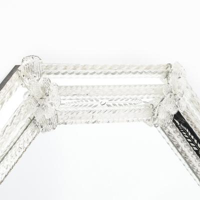 Mid Century Venetian Braided Glass Rods Reversed Etched Octagonal Mirror