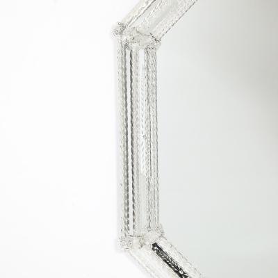Mid Century Venetian Braided Glass Rods Reversed Etched Octagonal Mirror