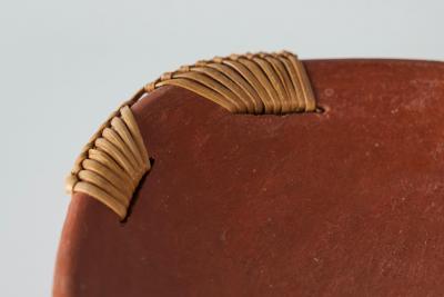 Mid Century Vide Poche in Terracotta and Straw 1960s