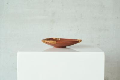 Mid Century Vide Poche in Terracotta and Straw 1960s