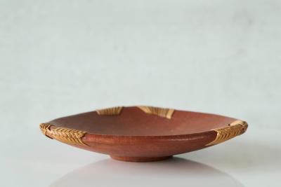 Mid Century Vide Poche in Terracotta and Straw 1960s