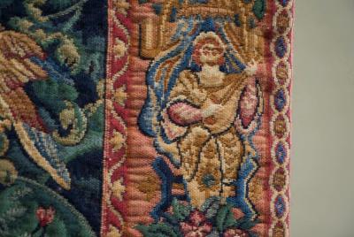 Mid Century Wall Tapestry with Birds Animals and Foliage Belgium 1960s