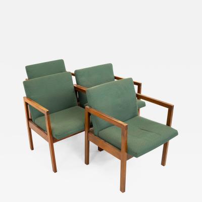 Mid Century Walnut Armchairs Set of 4