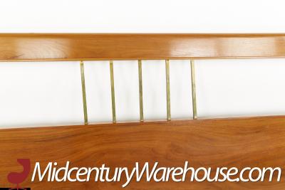 Mid Century Walnut and Brass King Headboard