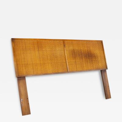 Mid Century Walnut and Cane Queen Headboard