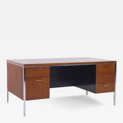 Mid Century Walnut and Chrome Executive Desk