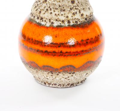 Mid Century West German Glazed Porcelain Vase Orange Eggshell Brown 10 Tall