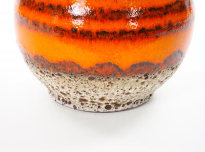 Mid Century West German Glazed Porcelain Vase Orange Eggshell Brown 10 Tall