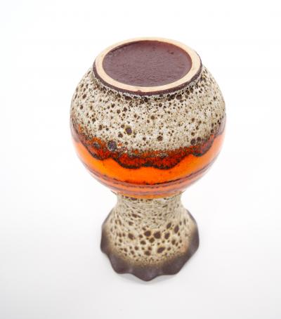 Mid Century West German Glazed Porcelain Vase Orange Eggshell Brown 10 Tall