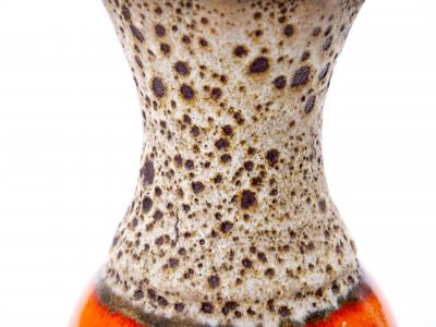 Mid Century West German Glazed Porcelain Vase Orange Eggshell Brown 10 Tall