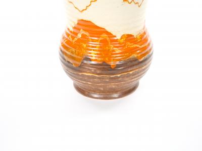 Mid Century West German Glazed Porcelain Vase Orange Eggshell Brown 10 Tall