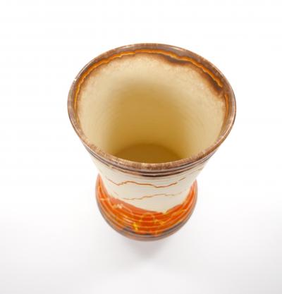 Mid Century West German Glazed Porcelain Vase Orange Eggshell Brown 10 Tall