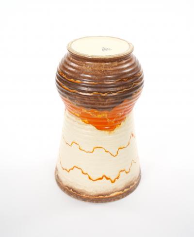 Mid Century West German Glazed Porcelain Vase Orange Eggshell Brown 10 Tall