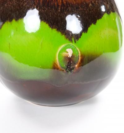 Mid Century West German Glazed Porcelain Vase Red Green Brown 8 5 Tall