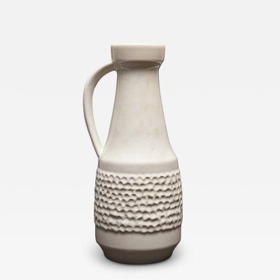 Mid Century West German White Dimpled Band Design Ceramic Handled Vase
