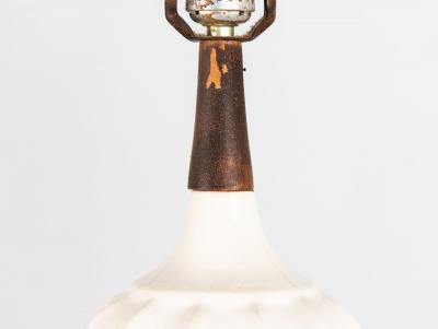 Mid Century White Ceramic and Walnut Table Lamp Denmark 1960s