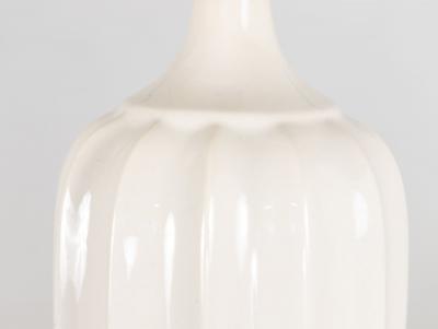 Mid Century White Ceramic and Walnut Table Lamp Denmark 1960s