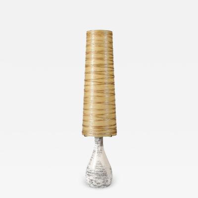 Mid Century White Glazed Ceramic Table Lamp with Monumental Spun Resin Shade