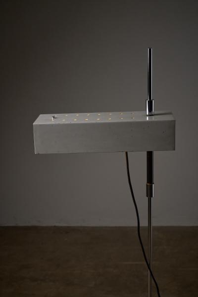 Mid Century White Lacquered and Perforated Metal Floor Lamp 1950s
