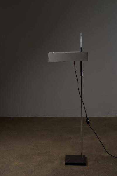 Mid Century White Lacquered and Perforated Metal Floor Lamp 1950s