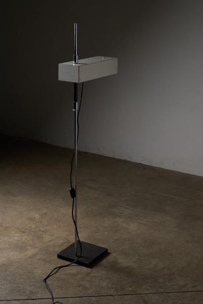 Mid Century White Lacquered and Perforated Metal Floor Lamp 1950s