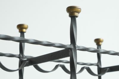 Mid Century Wine Rack in Wrought Iron Brass 1960s