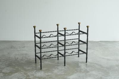 Mid Century Wine Rack in Wrought Iron Brass 1960s