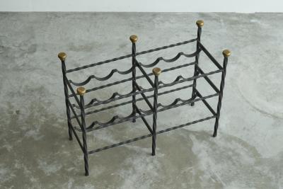 Mid Century Wine Rack in Wrought Iron Brass 1960s