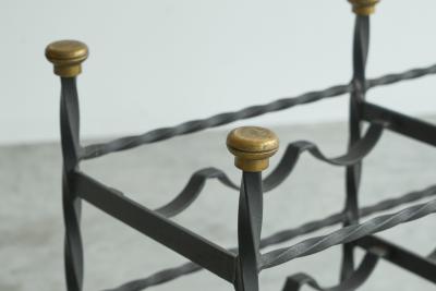 Mid Century Wine Rack in Wrought Iron Brass 1960s
