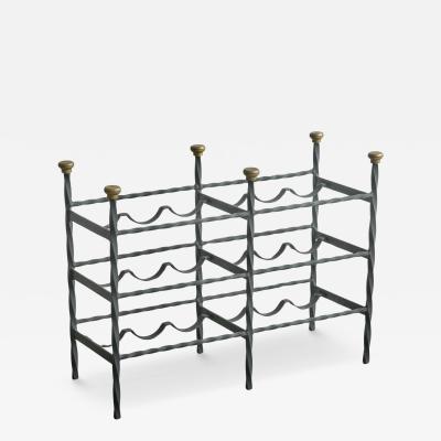 Mid Century Wine Rack in Wrought Iron Brass 1960s