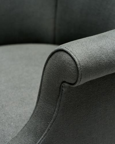 Mid Century Wingback Chair with Brass Buttons United States c 1950
