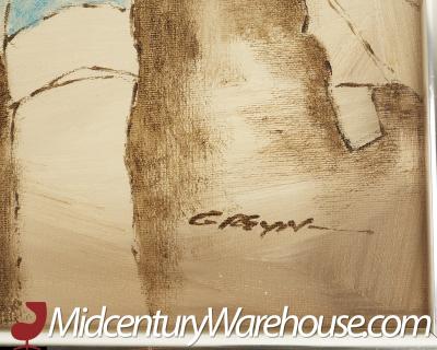 Mid Century Woman in Purple Coat and Hat Artwork