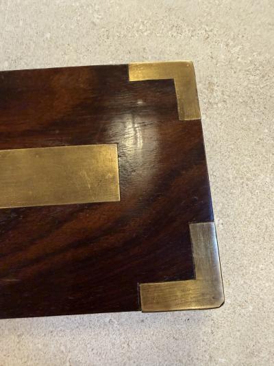 Mid Century Wood Box with Brass Inlays 1960s