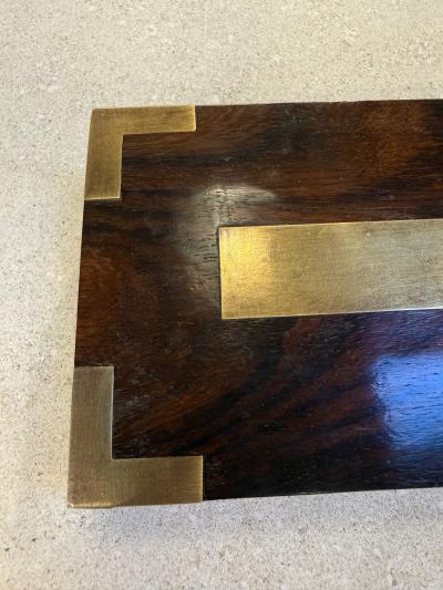 Mid Century Wood Box with Brass Inlays 1960s